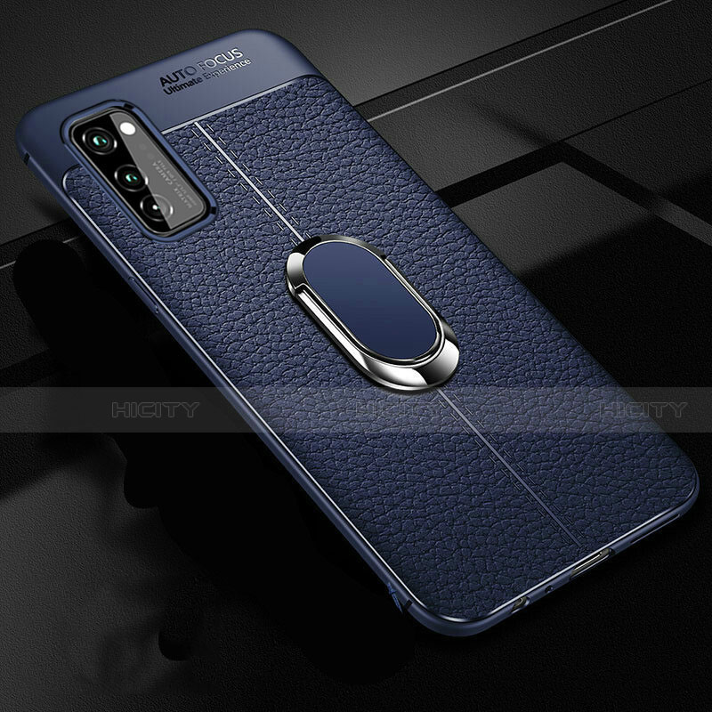 Coque Silicone Gel Motif Cuir Housse Etui avec Support Bague Anneau Aimante Magnetique pour Huawei Honor View 30 5G Plus