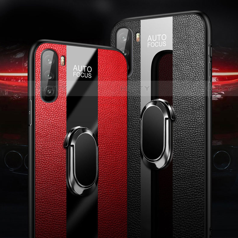 Coque Silicone Gel Motif Cuir Housse Etui avec Support Bague Anneau Aimante Magnetique pour Huawei Mate 40 Lite 5G Plus