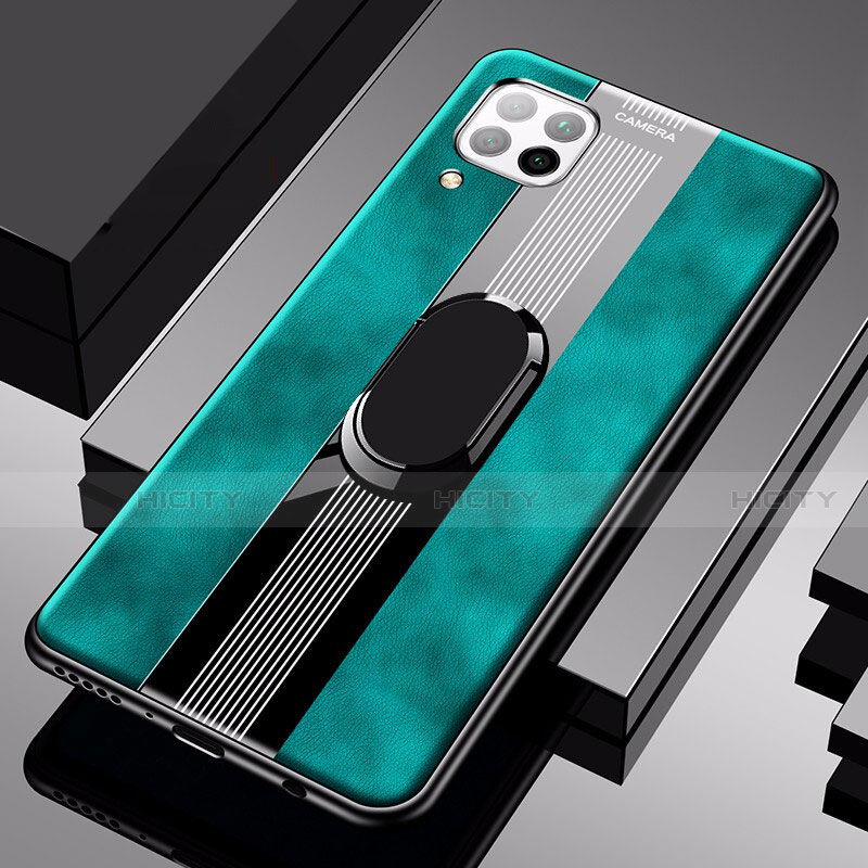 Coque Silicone Gel Motif Cuir Housse Etui avec Support Bague Anneau Aimante Magnetique pour Huawei Nova 6 SE Vert Plus