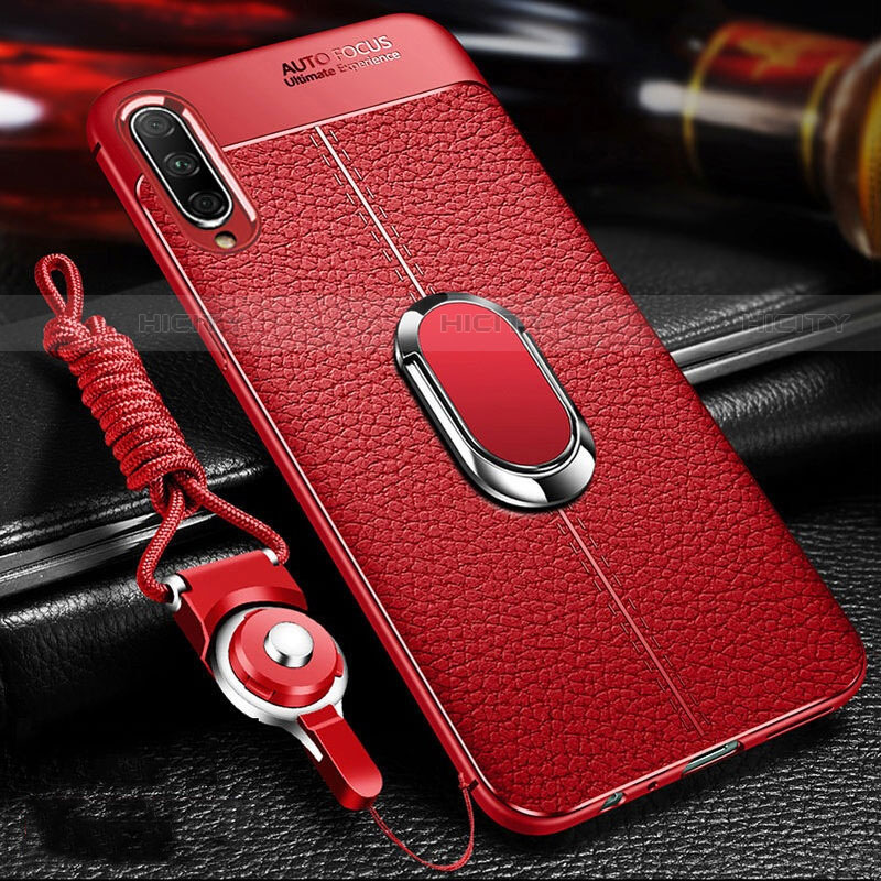 Coque Silicone Gel Motif Cuir Housse Etui avec Support Bague Anneau Aimante Magnetique pour Huawei P Smart Pro (2019) Plus