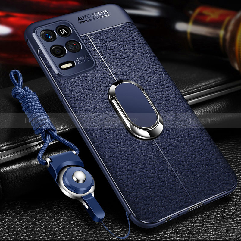 Coque Silicone Gel Motif Cuir Housse Etui avec Support Bague Anneau Aimante Magnetique pour Oppo K9X 5G Plus