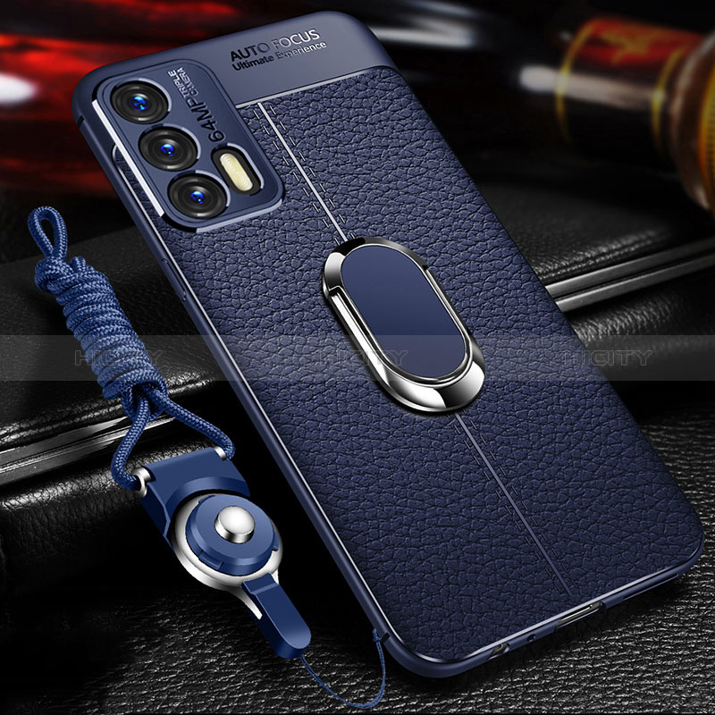 Coque Silicone Gel Motif Cuir Housse Etui avec Support Bague Anneau Aimante Magnetique pour Realme GT Master 5G Plus