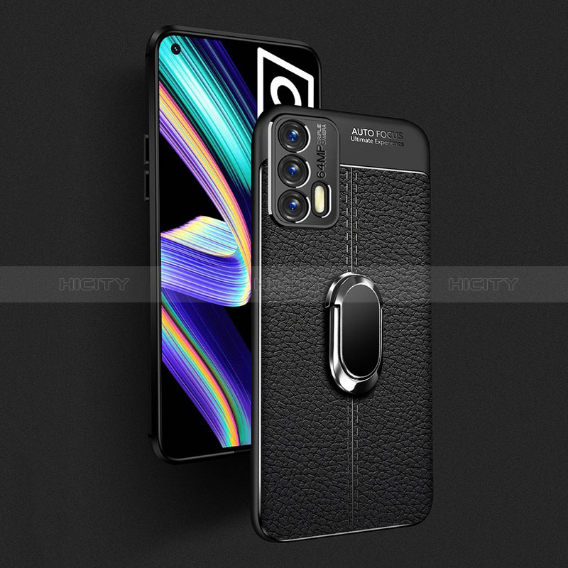 Coque Silicone Gel Motif Cuir Housse Etui avec Support Bague Anneau Aimante Magnetique pour Realme GT Neo 5G Plus