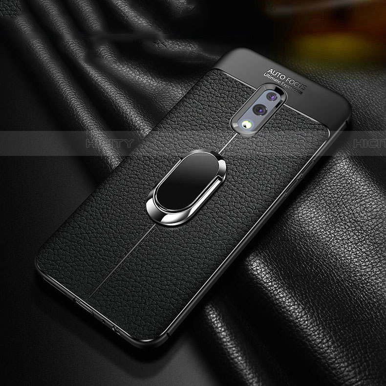 Coque Silicone Gel Motif Cuir Housse Etui avec Support Bague Anneau Aimante Magnetique pour Realme X Plus