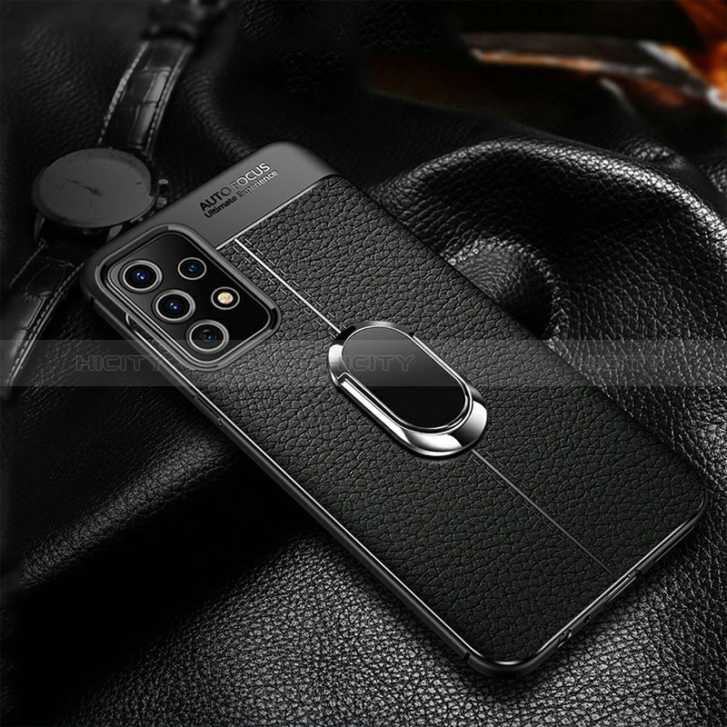 Coque Silicone Gel Motif Cuir Housse Etui avec Support Bague Anneau Aimante Magnetique pour Samsung Galaxy A23 5G Plus