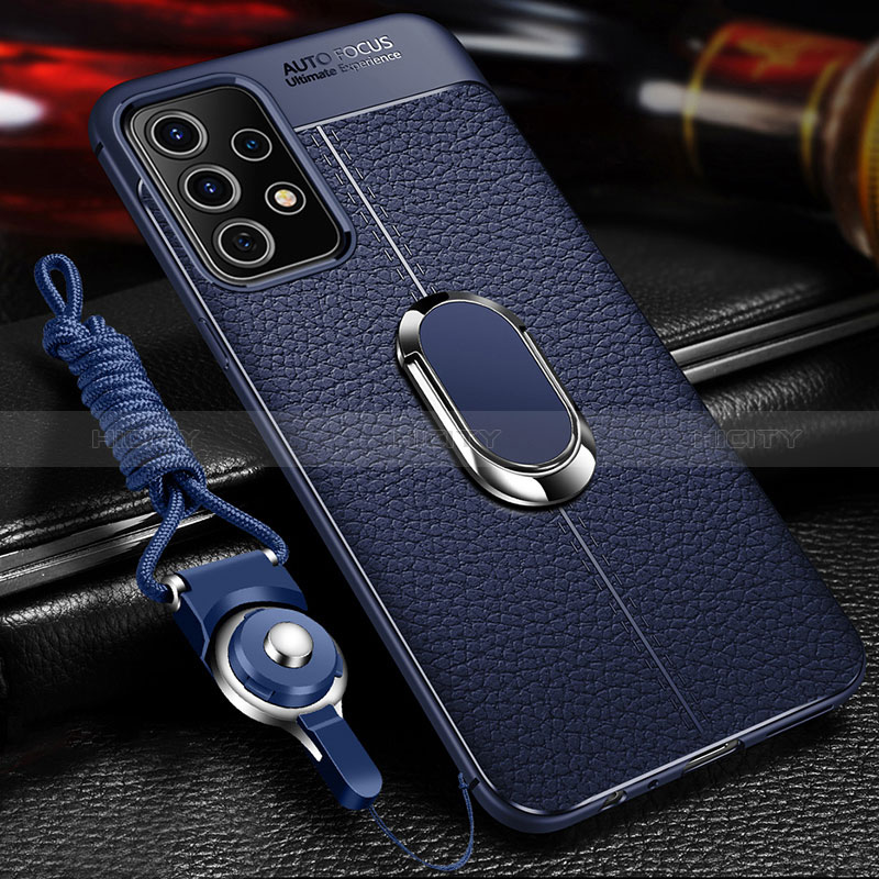 Coque Silicone Gel Motif Cuir Housse Etui avec Support Bague Anneau Aimante Magnetique pour Samsung Galaxy A23 5G Plus