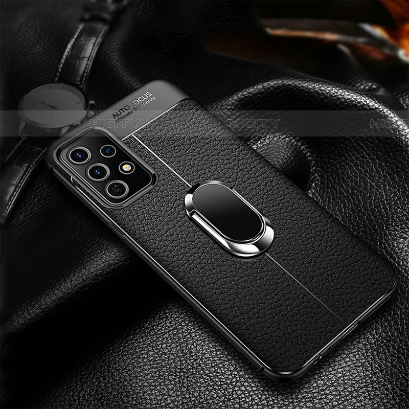 Coque Silicone Gel Motif Cuir Housse Etui avec Support Bague Anneau Aimante Magnetique pour Samsung Galaxy A33 5G Plus