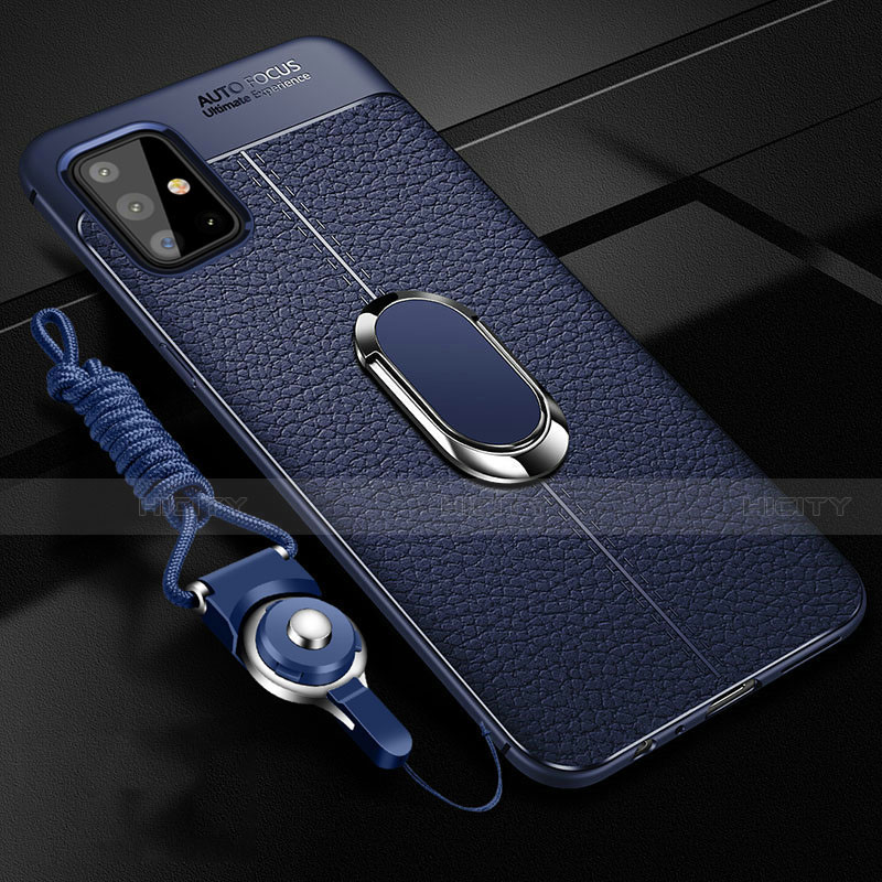 Coque Silicone Gel Motif Cuir Housse Etui avec Support Bague Anneau Aimante Magnetique pour Samsung Galaxy A51 4G Plus