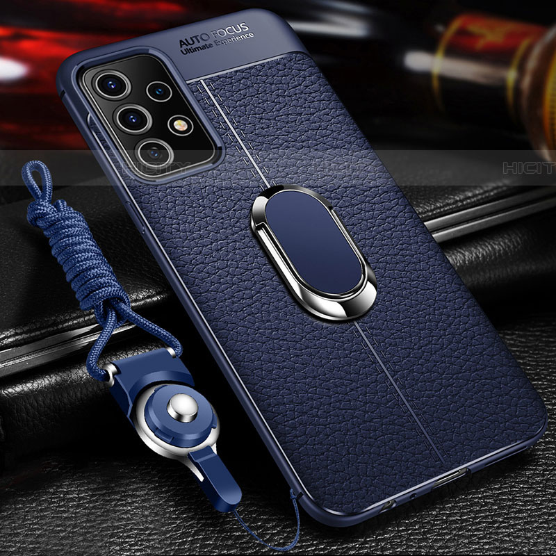 Coque Silicone Gel Motif Cuir Housse Etui avec Support Bague Anneau Aimante Magnetique pour Samsung Galaxy A52 4G Plus