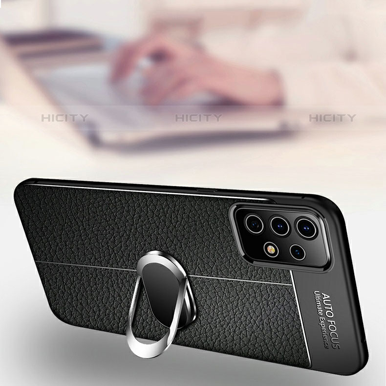 Coque Silicone Gel Motif Cuir Housse Etui avec Support Bague Anneau Aimante Magnetique pour Samsung Galaxy M32 5G Plus