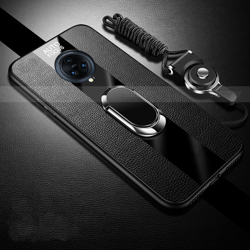 Coque Silicone Gel Motif Cuir Housse Etui avec Support Bague Anneau Aimante Magnetique pour Vivo Nex 3 5G Plus