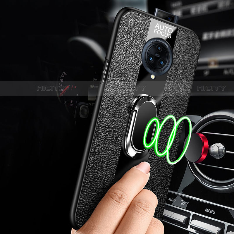 Coque Silicone Gel Motif Cuir Housse Etui avec Support Bague Anneau Aimante Magnetique pour Vivo Nex 3 Plus