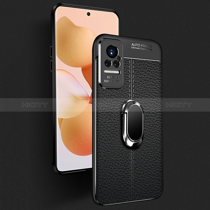 Coque Silicone Gel Motif Cuir Housse Etui avec Support Bague Anneau Aimante Magnetique pour Xiaomi Civi 1S 5G Plus