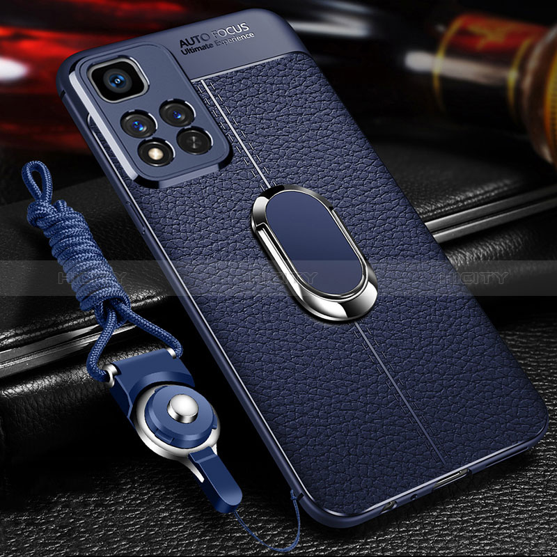 Coque Silicone Gel Motif Cuir Housse Etui avec Support Bague Anneau Aimante Magnetique pour Xiaomi Mi 11i 5G (2022) Plus