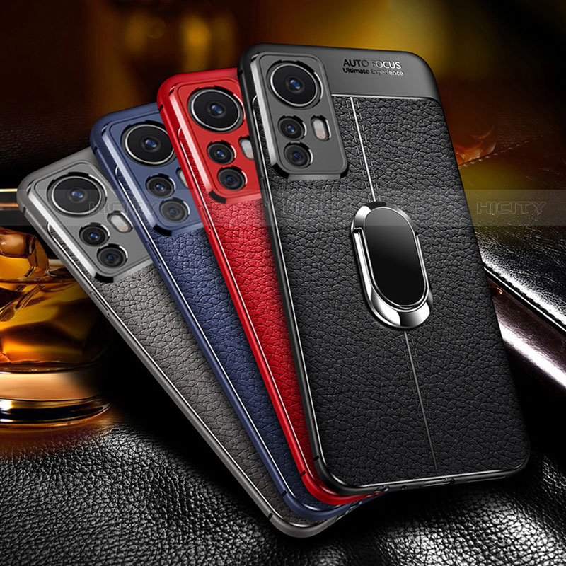 Coque Silicone Gel Motif Cuir Housse Etui avec Support Bague Anneau Aimante Magnetique pour Xiaomi Mi 12S Pro 5G Plus