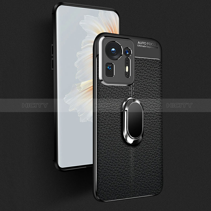 Coque Silicone Gel Motif Cuir Housse Etui avec Support Bague Anneau Aimante Magnetique pour Xiaomi Mi Mix 4 5G Plus