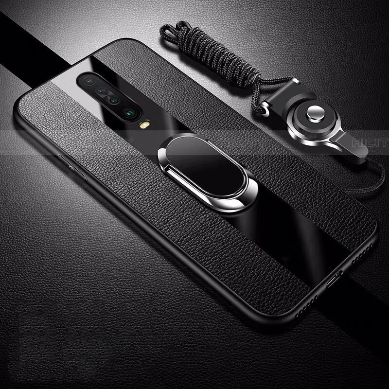 Coque Silicone Gel Motif Cuir Housse Etui avec Support Bague Anneau Aimante Magnetique pour Xiaomi Poco X2 Plus