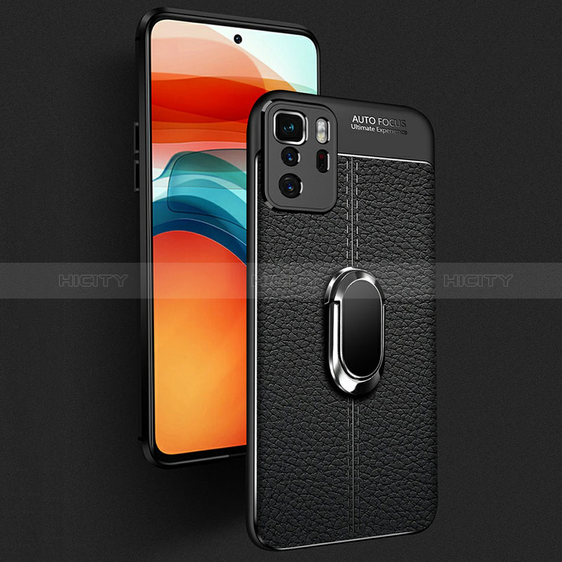 Coque Silicone Gel Motif Cuir Housse Etui avec Support Bague Anneau Aimante Magnetique pour Xiaomi Poco X3 GT 5G Plus