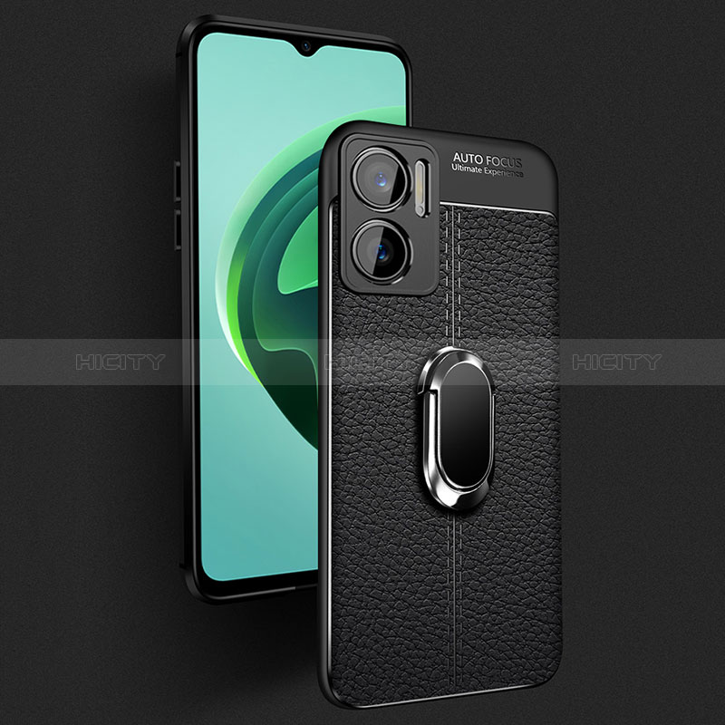 Coque Silicone Gel Motif Cuir Housse Etui avec Support Bague Anneau Aimante Magnetique pour Xiaomi Redmi 11 Prime 5G Plus