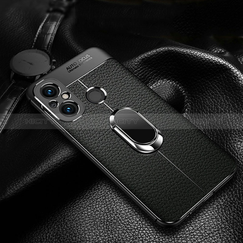 Coque Silicone Gel Motif Cuir Housse Etui avec Support Bague Anneau Aimante Magnetique pour Xiaomi Redmi 11A 4G Plus