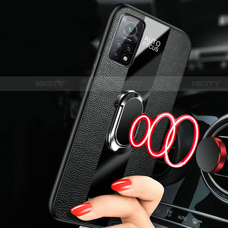 Coque Silicone Gel Motif Cuir Housse Etui avec Support Bague Anneau Aimante Magnetique pour Xiaomi Redmi K30S 5G Plus