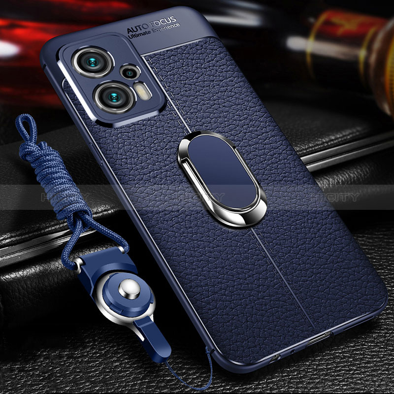 Coque Silicone Gel Motif Cuir Housse Etui avec Support Bague Anneau Aimante Magnetique pour Xiaomi Redmi Note 11T Pro 5G Plus