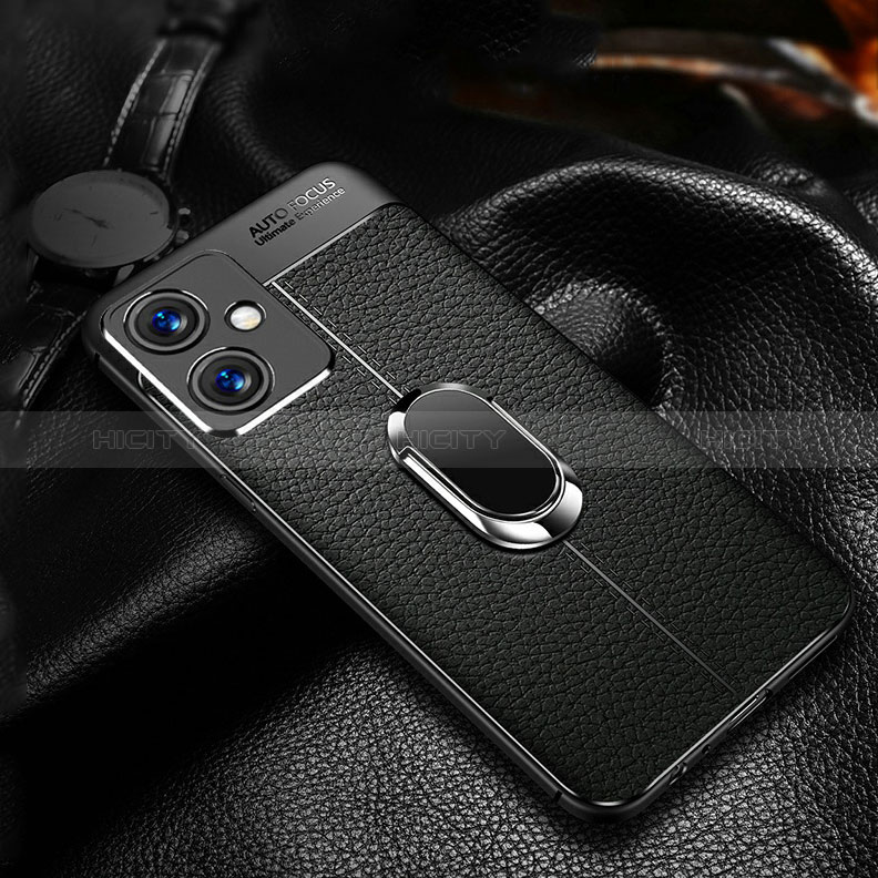 Coque Silicone Gel Motif Cuir Housse Etui avec Support Bague Anneau Aimante Magnetique pour Xiaomi Redmi Note 12R Pro 5G Plus