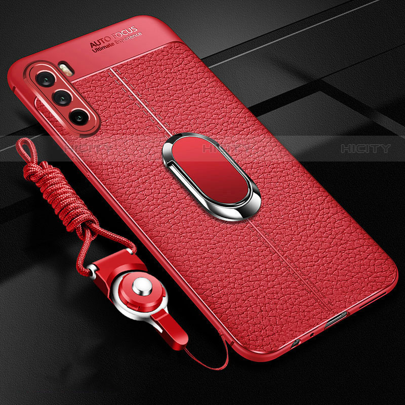 Coque Silicone Gel Motif Cuir Housse Etui avec Support Bague Anneau Aimante Magnetique S01 pour Huawei Mate 40 Lite 5G Plus