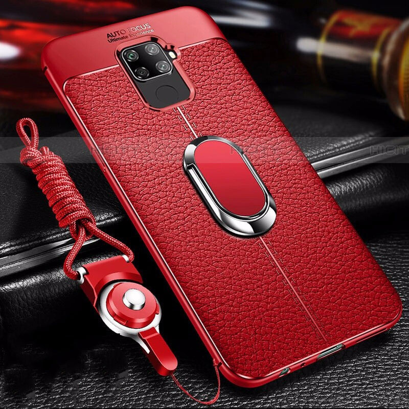 Coque Silicone Gel Motif Cuir Housse Etui avec Support Bague Anneau Aimante Magnetique S01 pour Huawei Nova 5i Pro Plus