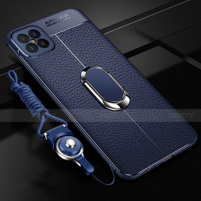 Coque Silicone Gel Motif Cuir Housse Etui avec Support Bague Anneau Aimante Magnetique S01 pour Huawei Nova 8 SE 5G Bleu Plus