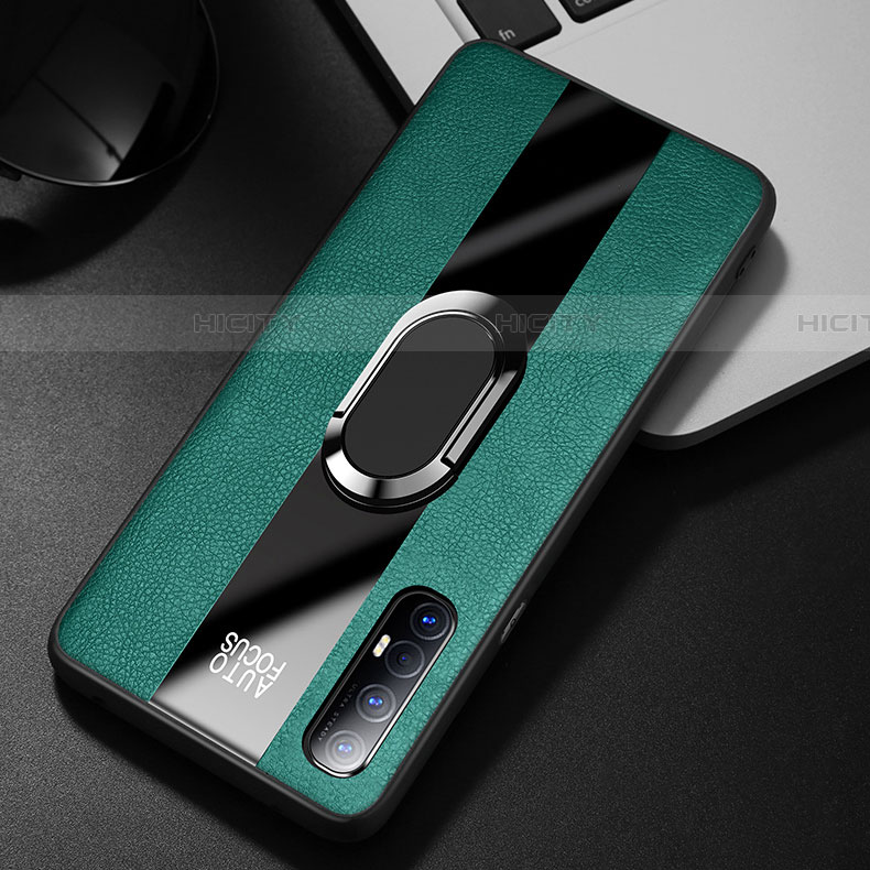 Coque Silicone Gel Motif Cuir Housse Etui avec Support Bague Anneau Aimante Magnetique S01 pour Oppo Find X2 Neo Plus