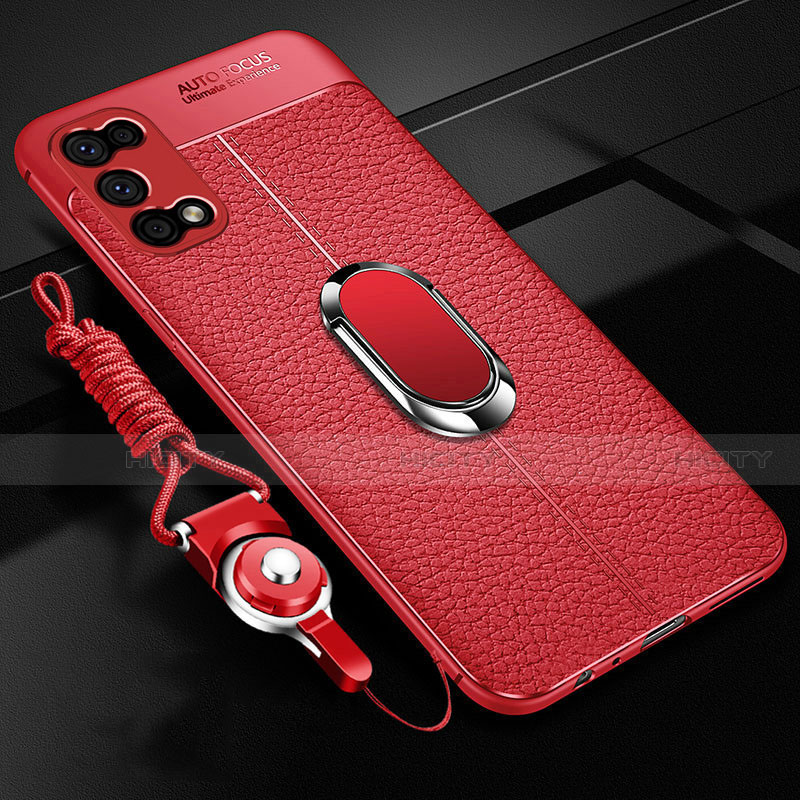 Coque Silicone Gel Motif Cuir Housse Etui avec Support Bague Anneau Aimante Magnetique S01 pour Realme Q2 5G Plus