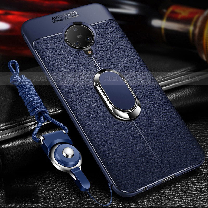 Coque Silicone Gel Motif Cuir Housse Etui avec Support Bague Anneau Aimante Magnetique S01 pour Vivo Nex 3S Plus