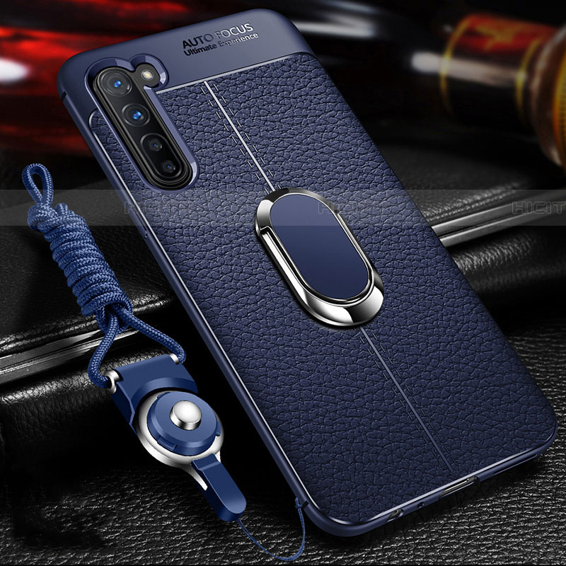 Coque Silicone Gel Motif Cuir Housse Etui avec Support Bague Anneau Aimante Magnetique S02 pour Oppo Find X2 Lite Plus