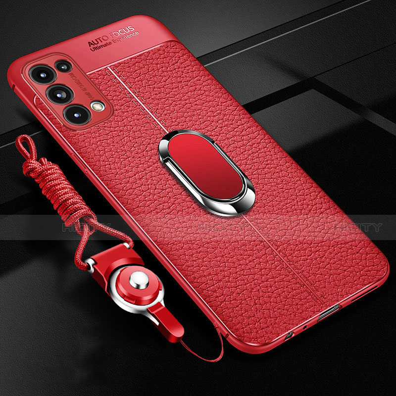 Coque Silicone Gel Motif Cuir Housse Etui avec Support Bague Anneau Aimante Magnetique S02 pour Oppo Find X3 Lite 5G Plus