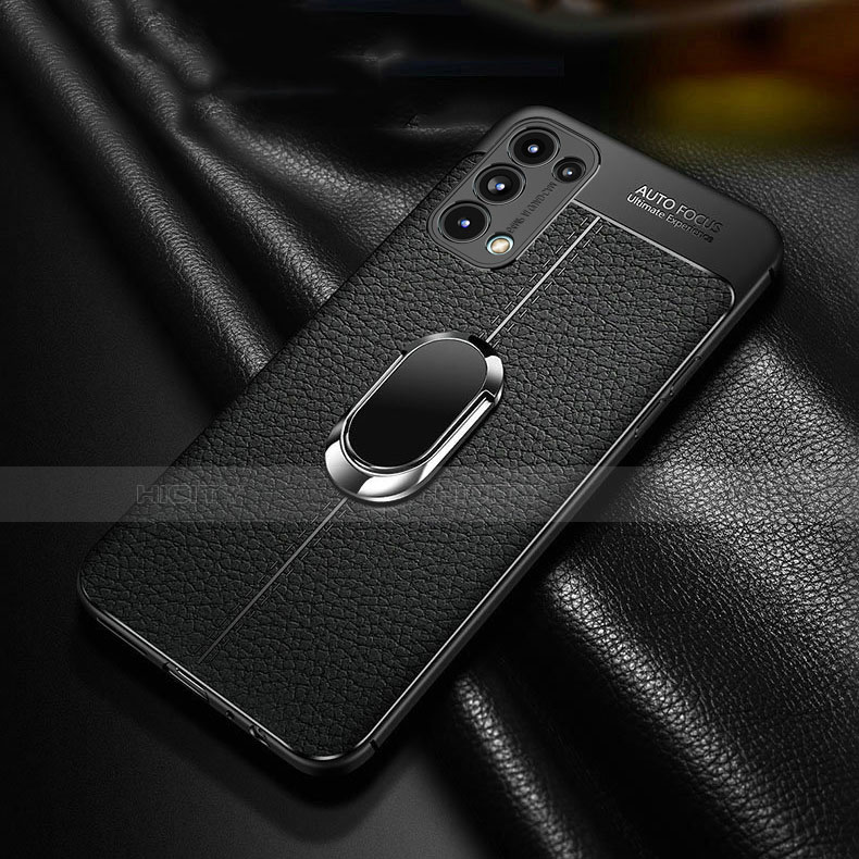 Coque Silicone Gel Motif Cuir Housse Etui avec Support Bague Anneau Aimante Magnetique S02 pour Oppo Find X3 Lite 5G Plus