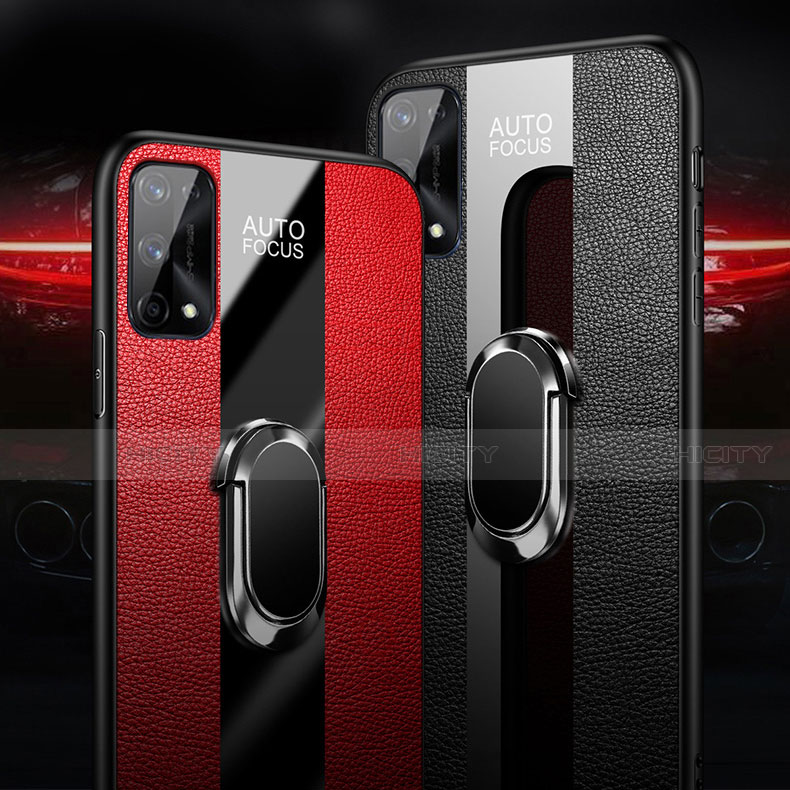 Coque Silicone Gel Motif Cuir Housse Etui avec Support Bague Anneau Aimante Magnetique S02 pour Oppo K7x 5G Plus