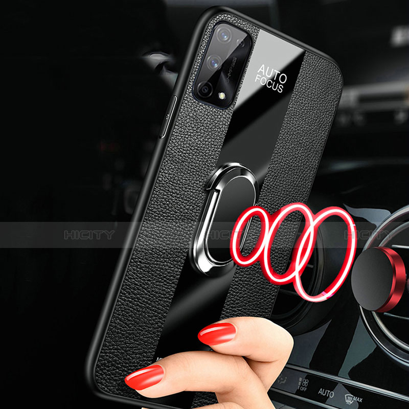 Coque Silicone Gel Motif Cuir Housse Etui avec Support Bague Anneau Aimante Magnetique S02 pour Oppo K7x 5G Plus