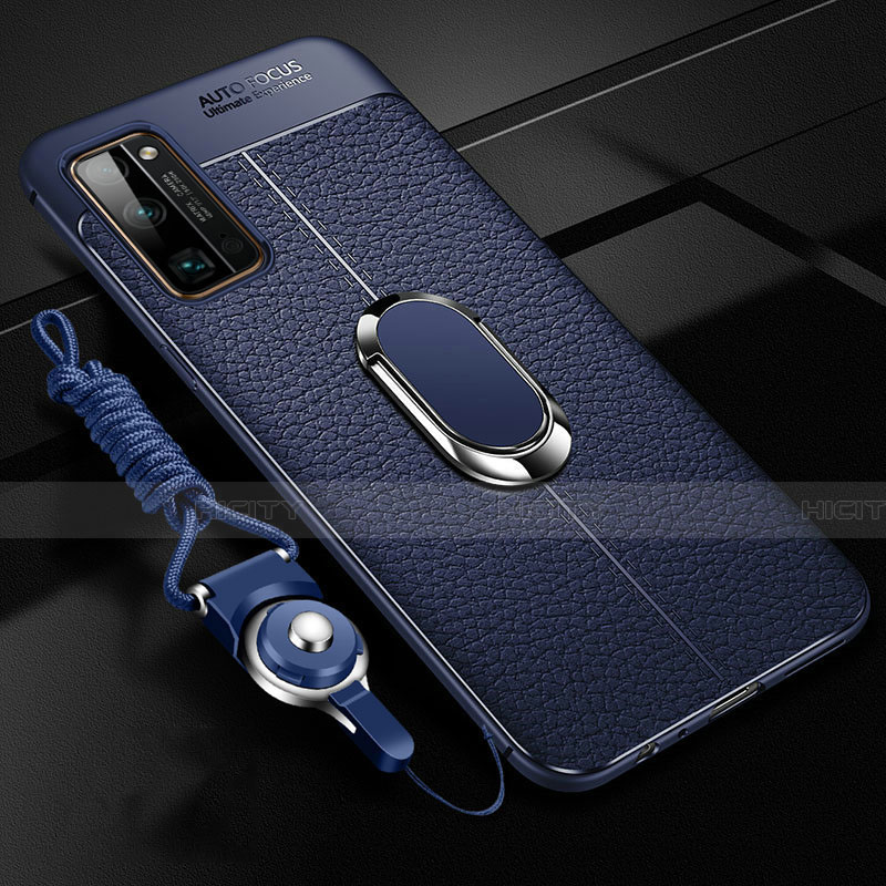 Coque Silicone Gel Motif Cuir Housse Etui avec Support Bague Anneau Aimante Magnetique S03 pour Huawei Honor 30 Pro Plus