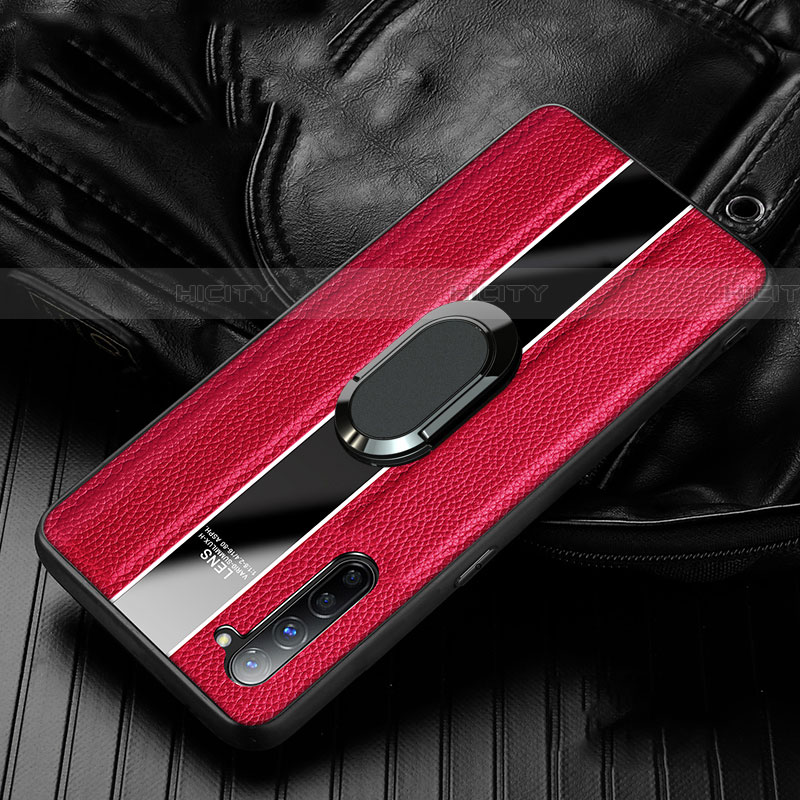 Coque Silicone Gel Motif Cuir Housse Etui avec Support Bague Anneau Aimante Magnetique S03 pour Oppo Find X2 Lite Plus