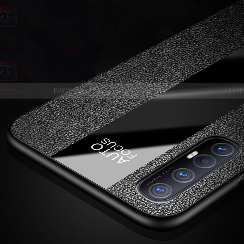 Coque Silicone Gel Motif Cuir Housse Etui avec Support Bague Anneau Aimante Magnetique S03 pour Oppo Reno3 Pro Plus