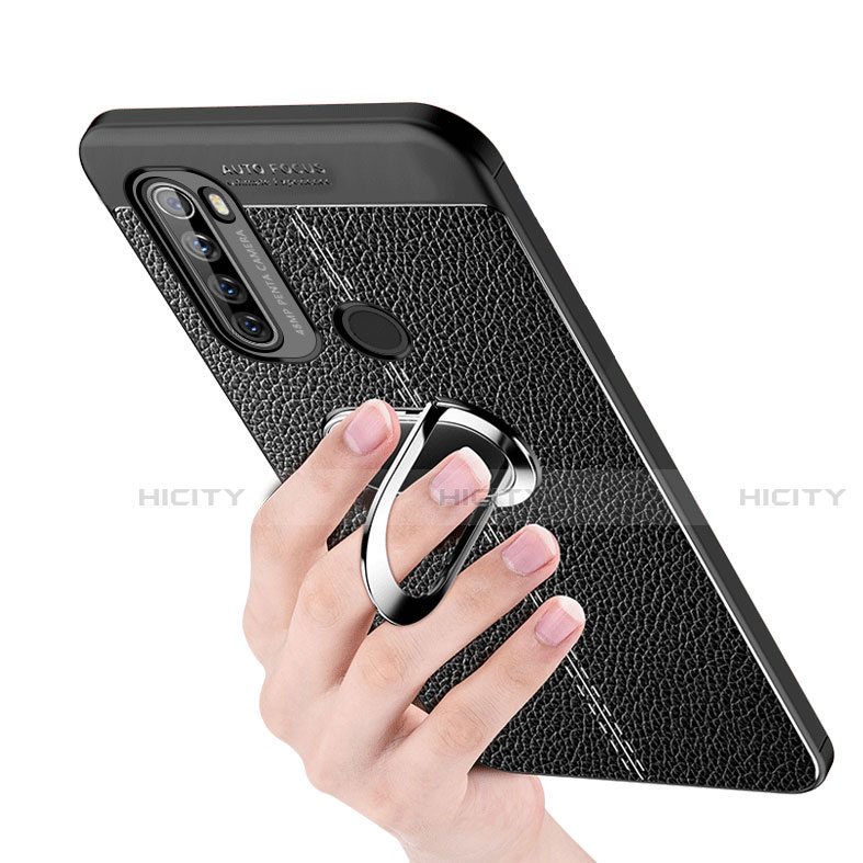 Coque Silicone Gel Motif Cuir Housse Etui avec Support Bague Anneau Aimante Magnetique S03 pour Xiaomi Redmi Note 8 (2021) Plus