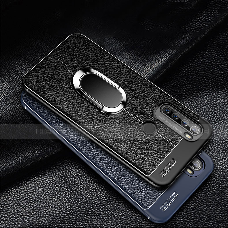 Coque Silicone Gel Motif Cuir Housse Etui avec Support Bague Anneau Aimante Magnetique S03 pour Xiaomi Redmi Note 8 Plus