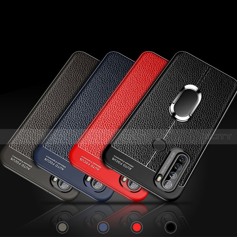 Coque Silicone Gel Motif Cuir Housse Etui avec Support Bague Anneau Aimante Magnetique S03 pour Xiaomi Redmi Note 8 Plus