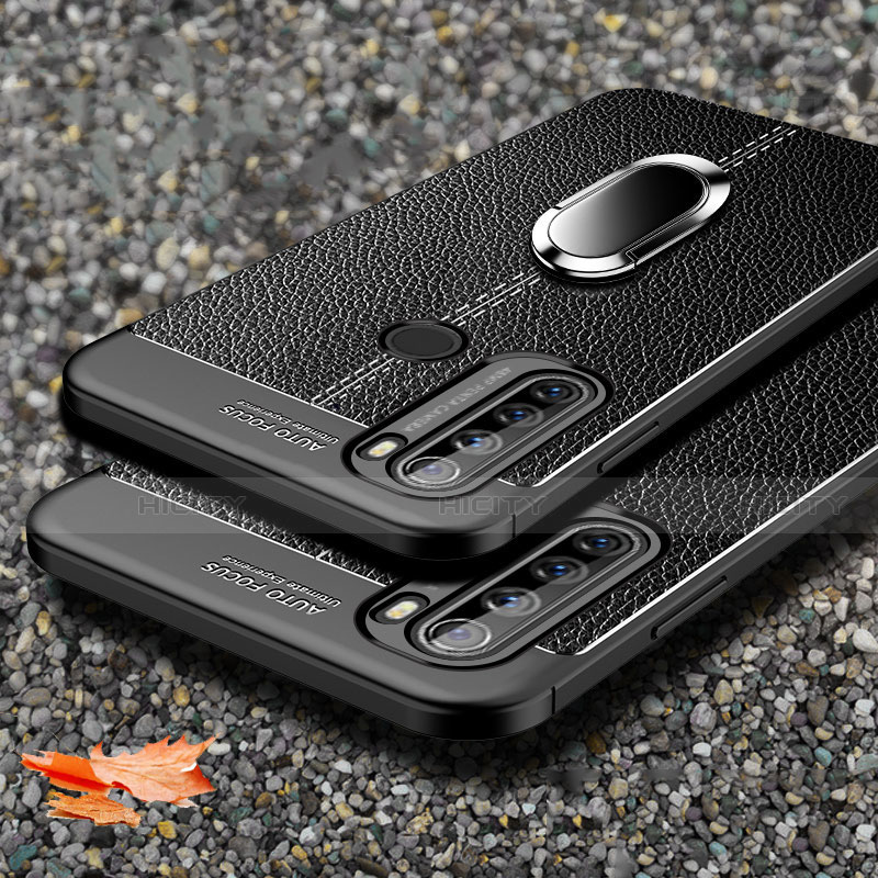 Coque Silicone Gel Motif Cuir Housse Etui avec Support Bague Anneau Aimante Magnetique S03 pour Xiaomi Redmi Note 8 Plus