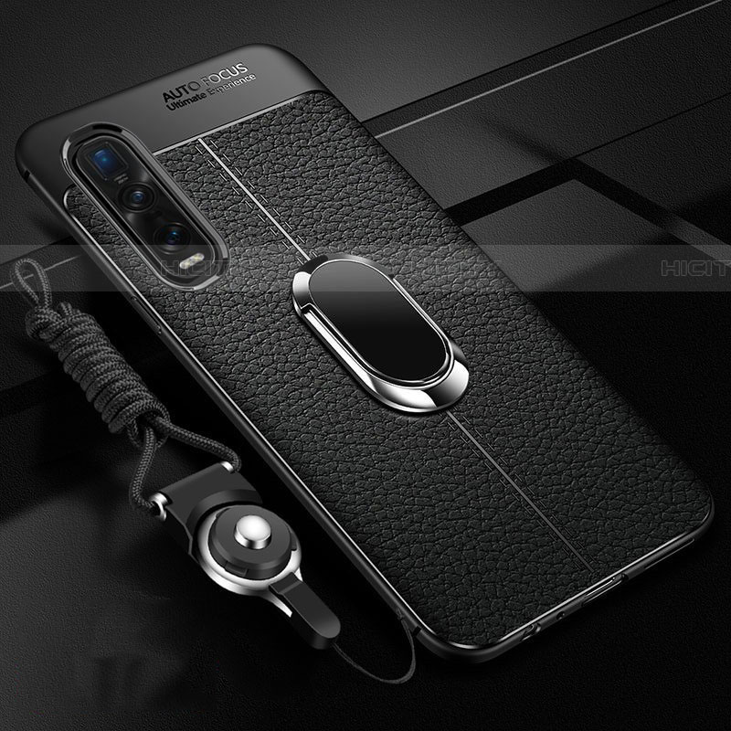 Coque Silicone Gel Motif Cuir Housse Etui avec Support Bague Anneau Aimante Magnetique S05 pour Oppo Find X2 Pro Plus