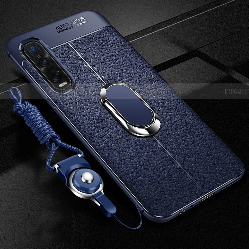 Coque Silicone Gel Motif Cuir Housse Etui avec Support Bague Anneau Aimante Magnetique S05 pour Oppo Find X2 Pro Plus