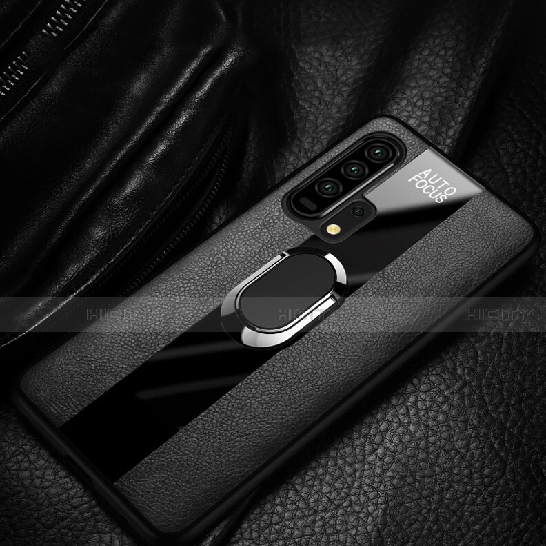 Coque Silicone Gel Motif Cuir Housse Etui avec Support Bague Anneau Aimante Magnetique T01 pour Huawei Honor 20 Pro Plus