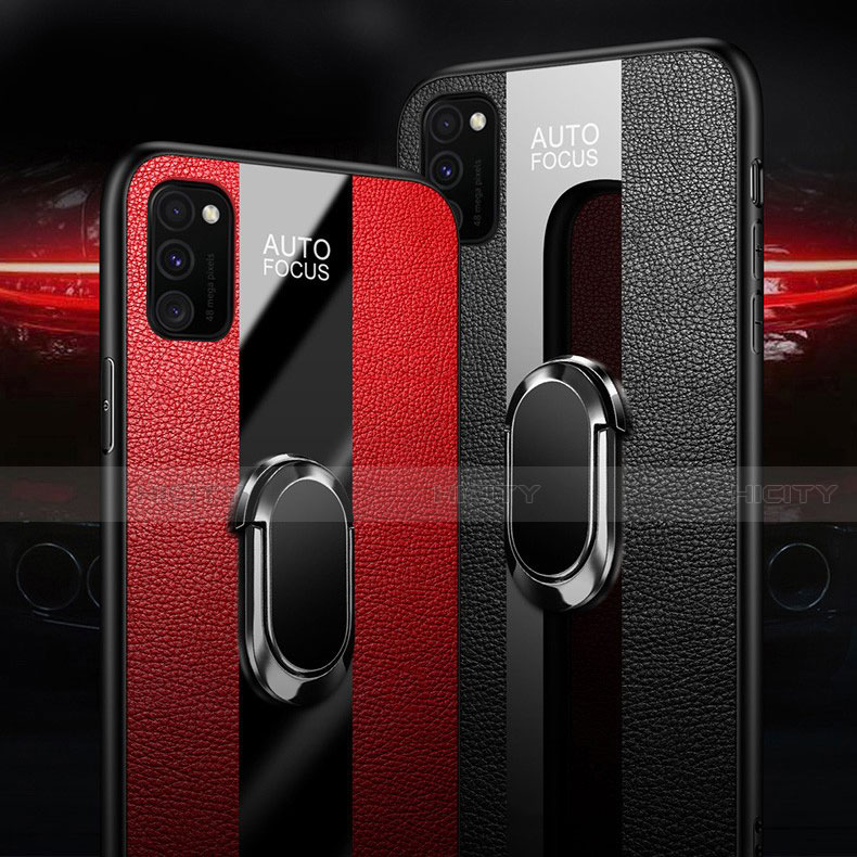 Coque Silicone Gel Motif Cuir Housse Etui avec Support Bague Anneau Aimante Magnetique T01 pour Huawei Honor View 30 Pro 5G Plus