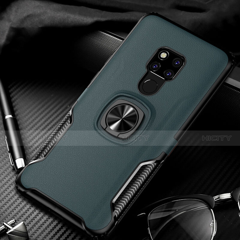 Coque Silicone Gel Motif Cuir Housse Etui avec Support Bague Anneau Aimante Magnetique T01 pour Huawei Mate 20 Plus